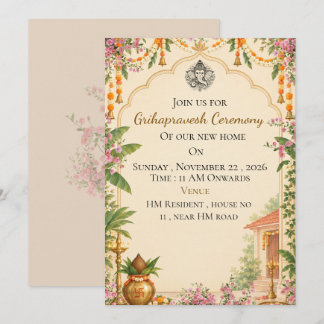 Elegante Grihapravesh-ceremonie uitnodiging