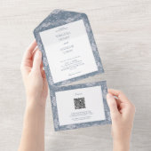 Elegante grijs-blauw Classic Wedding Invitati All In One Uitnodiging (Afscheurbaar)