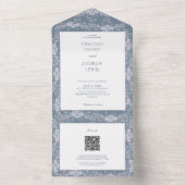 Elegante grijs-blauw Classic Wedding Invitati All In One Uitnodiging (Binnen)