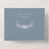 Elegante grijs-blauw Classic Wedding Invitati All In One Uitnodiging (Achterkant)