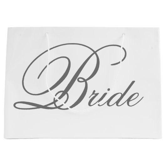 Elegante Grijs Classic Script Bruid Grote Gift Bag Groot Cadeauzakje (Voorkant)