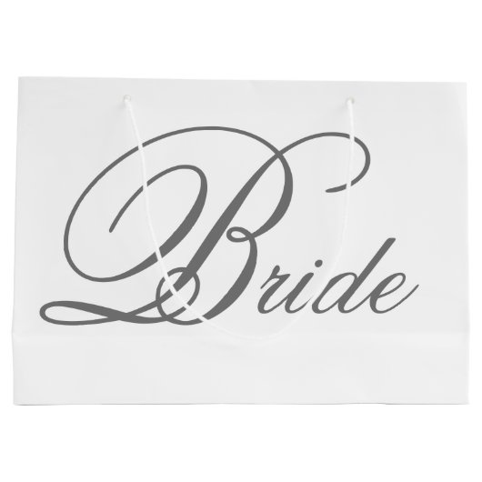 Elegante Grijs Classic Script Bruid Grote Gift Bag Groot Cadeauzakje (Achterkant)