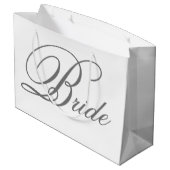 Elegante Grijs Classic Script Bruid Grote Gift Bag Groot Cadeauzakje (Achterkant Gekanteld)