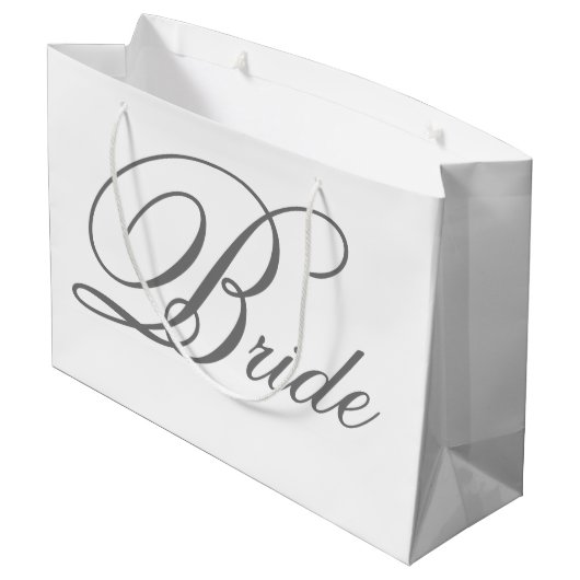 Elegante Grijs Classic Script Bruid Grote Gift Bag Groot Cadeauzakje (Achterkant Gekanteld)