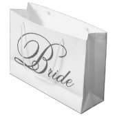 Elegante Grijs Classic Script Bruid Grote Gift Bag Groot Cadeauzakje (Voorkant Gekanteld)