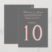 Elegante Grijs en Roze Trouwtafel Nummer Kaart (Voorkant / Achterkant)