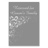 Elegante Grijs Gereserveerde Trouwtafel Kaart (Achterkant)