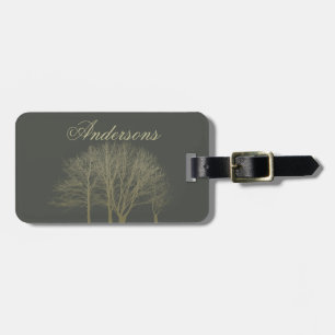 ELEGANTE GRIJS GOUD HERFSTBOMEN INITIALEN BAGAGELABEL