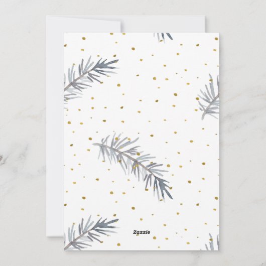 Elegante grijs gouden bes tak waterverf bloem feestdagenkaart (Achterkant)