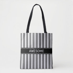 Elegante grijs witte verticale strepen tote bag