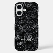 Elegante grijs zwart luipaardprint monogram Case-Mate iPhone case (Achterkant)