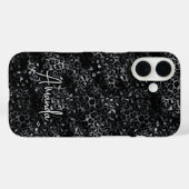 Elegante grijs zwart luipaardprint monogram Case-Mate iPhone case (Achterkant (horizontaal))