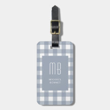 Elegante grijsblauwe geruite monogram