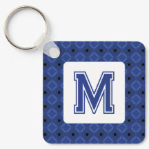 Elegante grijsblauwe Sleutelhanger met Monogram