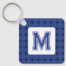 Elegante grijsblauwe Sleutelhanger met Monogram