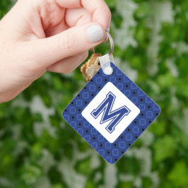 Elegante grijsblauwe Sleutelhanger met Monogram