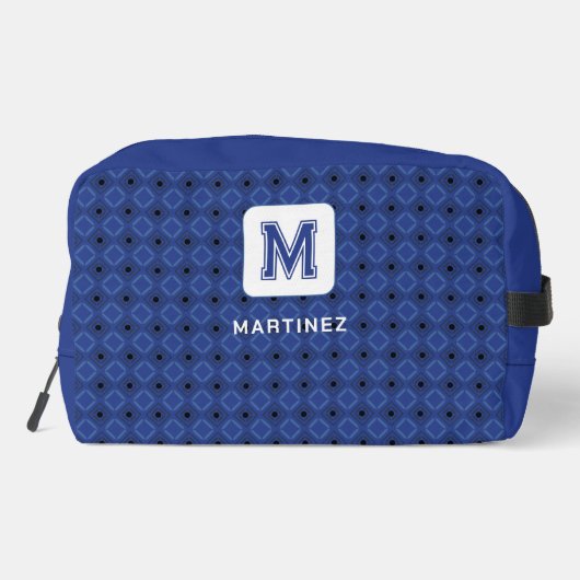 Elegante grijsblauwe toilettas voor Man/vader Toilettasje (Achterkant)