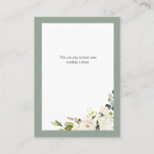 Elegante grijsgroene bloemige trouwdetails informatiekaartje (Achterkant)