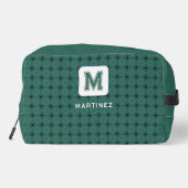 Elegante grijsgroene toilettas voor Man/vader Toilettasje (Achterkant)