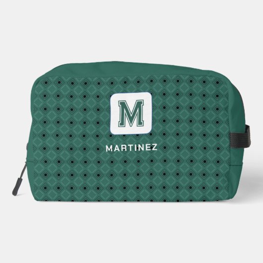 Elegante grijsgroene toilettas voor Man/vader Toilettasje (Achterkant)