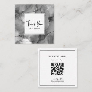 Elegante Grijze Aquarel Abstracte QR Code Bedankt Vierkante Visitekaartje