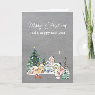 Elegante grijze aquarel Kerstwensen Groet Feestdagen Kaart