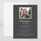 Elegante grijze begrafenisfoto Viering van het lev Kaart (Voorkant / Achterkant)