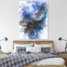Elegante Grijze & Blauwe Abstracte Bloem