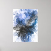 Elegante Grijze & Blauwe Abstracte Bloem Canvas Afdruk (Voorkant)