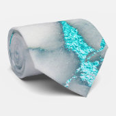 elegante grijze blauwgroen marmertextuur stropdas (Opgerold)