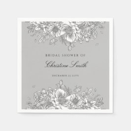 Elegante grijze bloem bruiloft shower servetten