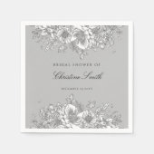 Elegante grijze bloem bruiloftserving servetten (Voorkant)