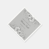 Elegante grijze bloem bruiloftserving servetten (Hoek)