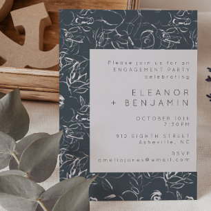 Elegante Grijze Bloemen Botanische Engagement Part Kaart