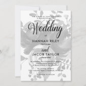 Elegante Grijze Bloemen met Stippen bruiloft Kaart (Voorkant)