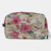 Elegante grijze bloemtas toilettasje (Voorkant)