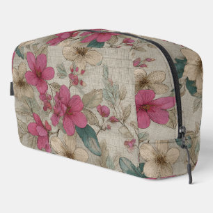 Elegante grijze bloemtas toilettasje