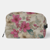 Elegante grijze bloemtas toilettasje (Achterkant)