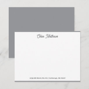 Elegante grijze briefpapierrand met script lettert notitiekaartje