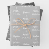 Elegante Grijze Bruid Groom Namen Bruiloften Inpakpapier Vel (In situ)