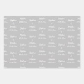 Elegante Grijze Bruid Groom Namen Bruiloften Inpakpapier Vel (Voorkant)