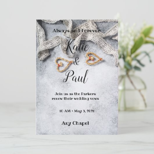 Elegante grijze bruiloft uitnodiging (Staand voorkant)