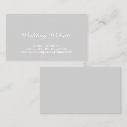 Elegante grijze bruiloft website informatiekaartje (Voorkant / Achterkant)