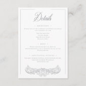 Elegante grijze Chinoiserie Bird Crest bruiloft de Informatiekaartje (Voorkant)