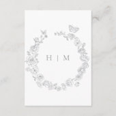 Elegante grijze Chinoiserie Bird Crest bruiloft de Informatiekaartje (Achterkant)