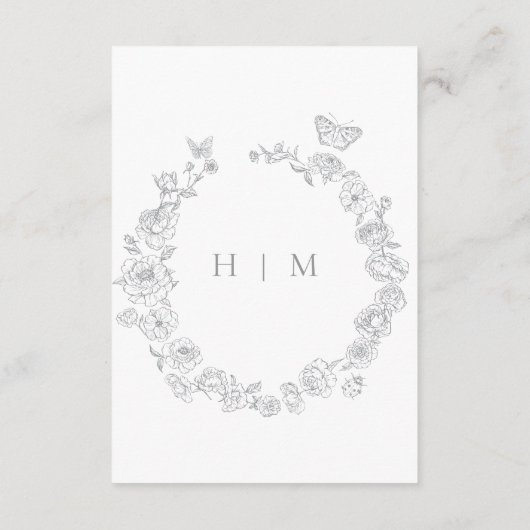 Elegante grijze Chinoiserie Bird Crest bruiloft de Informatiekaartje (Achterkant)