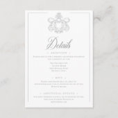 Elegante grijze Chinoiserie Bird Crest bruiloft de Informatiekaartje (Voorkant)