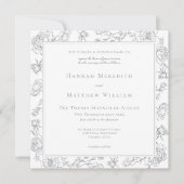 Elegante grijze Chinoiserie Bird & Crest bruiloft Kaart (Voorkant)