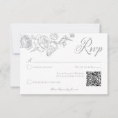 Elegante Grijze Chinoiserie Bird & Crest Wedding Q RSVP Kaartje (Voorkant)