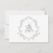 Elegante Grijze Chinoiserie Bird & Crest Wedding Q RSVP Kaartje (Achterkant)